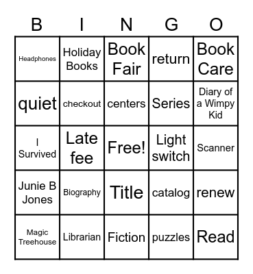 Welcome to Library Bingo Card