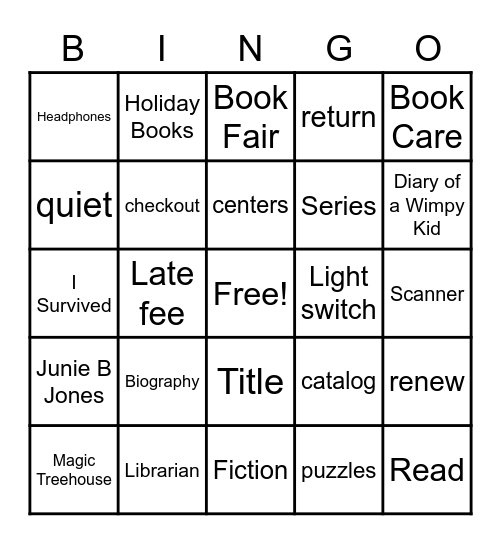 Welcome to Library Bingo Card