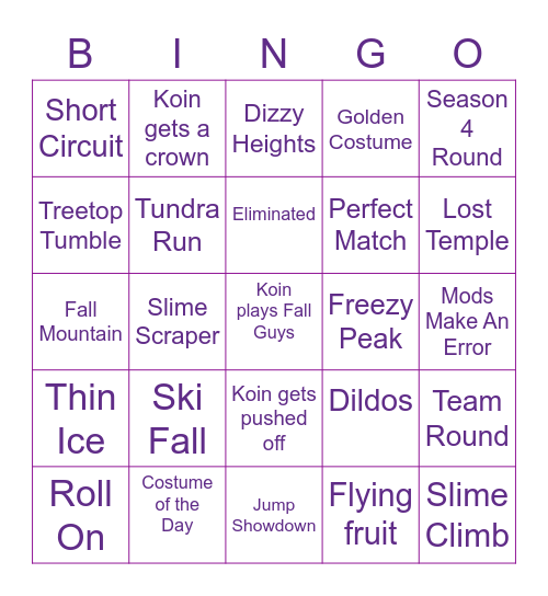 Fall Guys Bingo Card