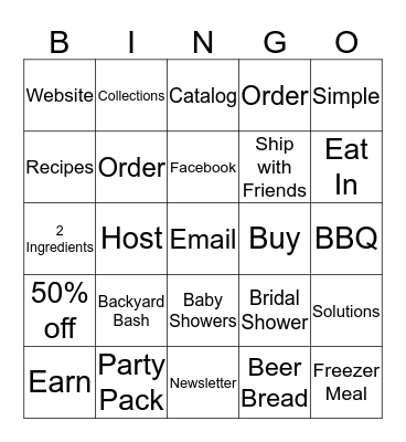 Tastefully Simple  Bingo Card