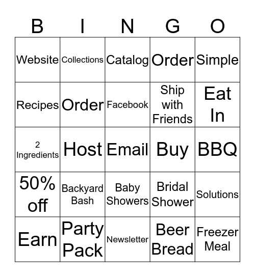 Tastefully Simple  Bingo Card