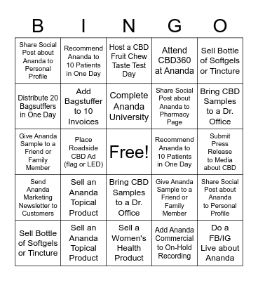 Ananda Professional Bingo Card