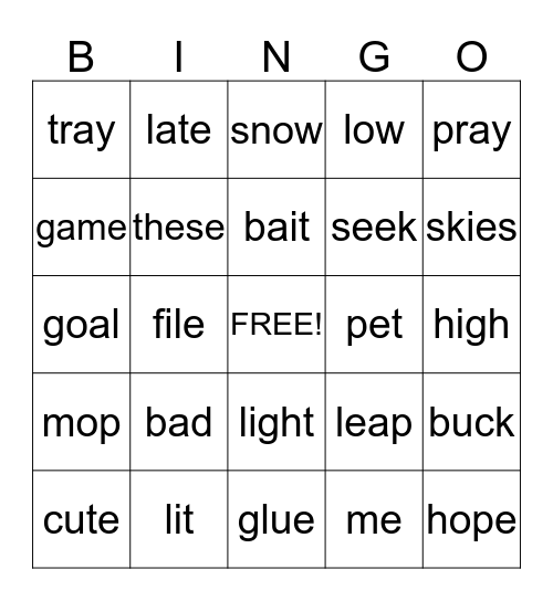 Vowel Sound Review Bingo Card