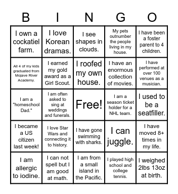 MRA NTO 2021-2022 Bingo Card