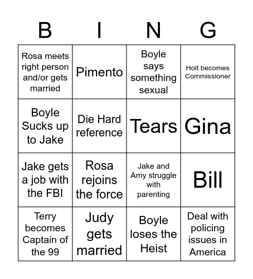 Boyle Bingo Card