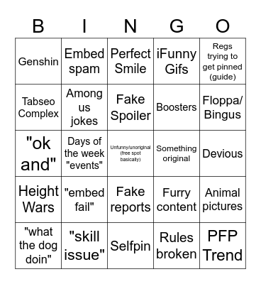 Regular Bingo: 1 hour edition Bingo Card