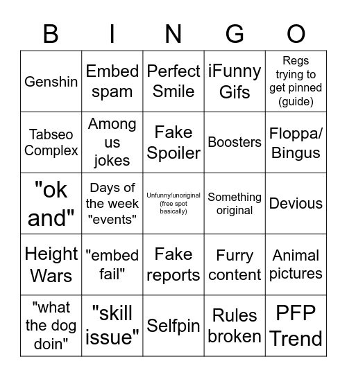 Regular Bingo: 1 hour edition Bingo Card