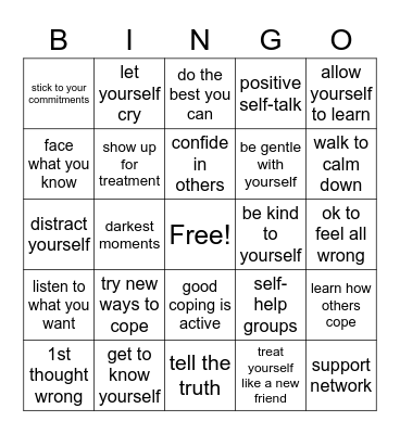 COPING SKILLS IN RECOVERY Bingo Card