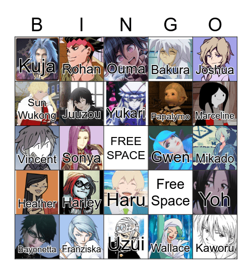 Favorite Character Bingo Card