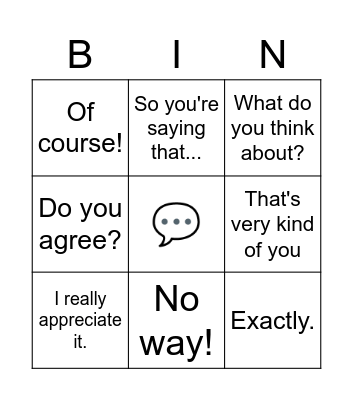 T2 Conversational Language Bingo Card