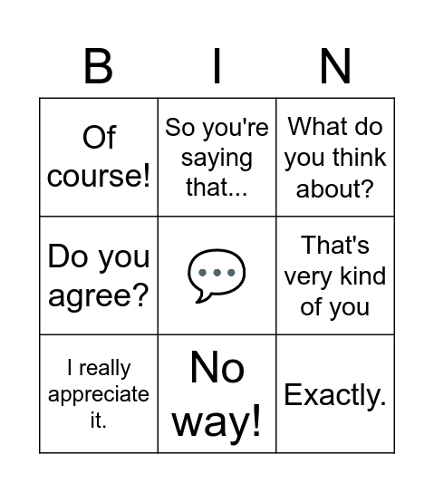 T2 Conversational Language Bingo Card