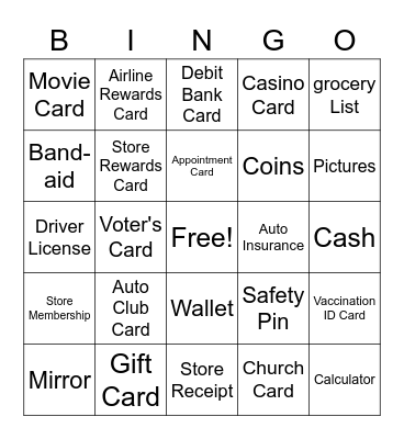 WHAT IS IN YOUR WALLET? Bingo Card