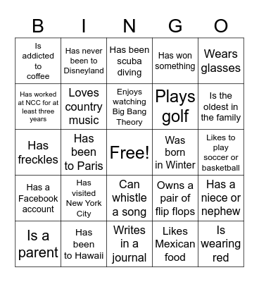 Find someone who.... Bingo Card