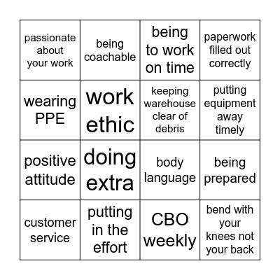 TSR BINGO (Yard) Bingo Card