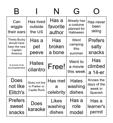 ¡Spanish I Day 1! Bingo Card