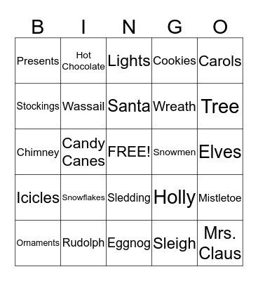 Holiday Bingo Card