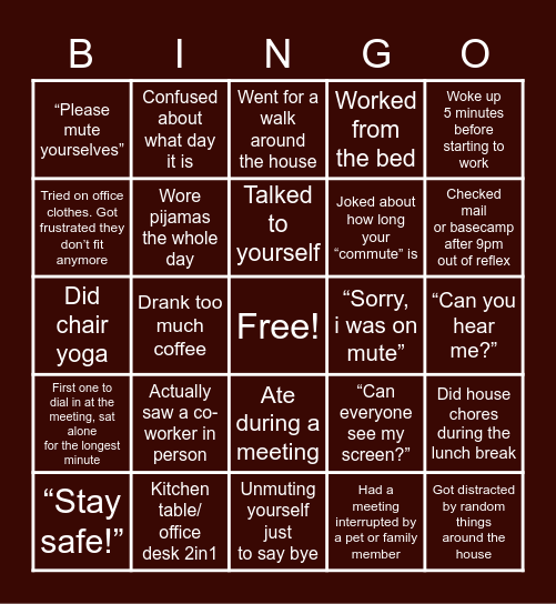 Home office Bingo - 2 Bingo Card