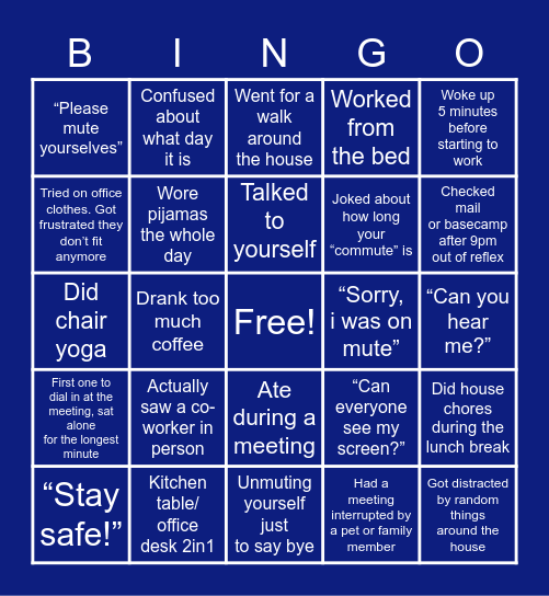 Home office Bingo - 3 Bingo Card