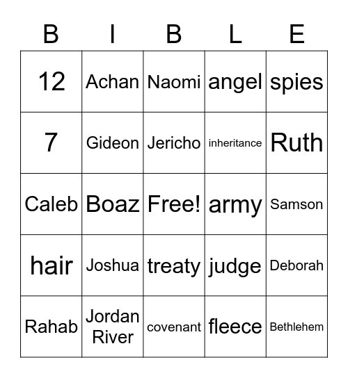 Joshua, Judges, Ruth Bingo Card