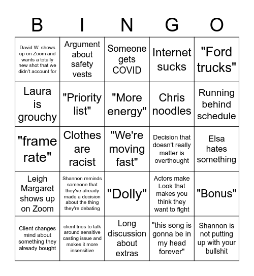 Let's Shoot It Up Bingo Card