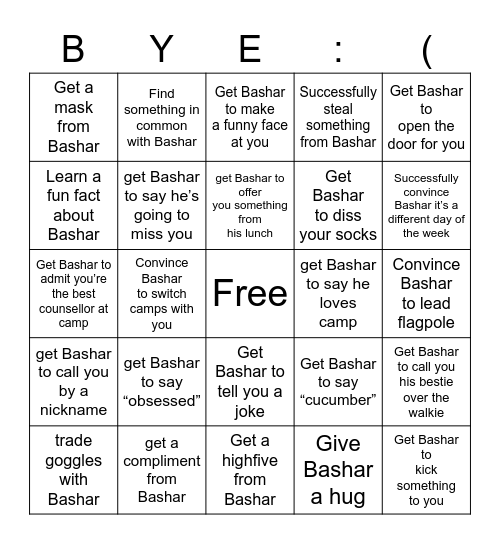 BASHAR BINGO Card