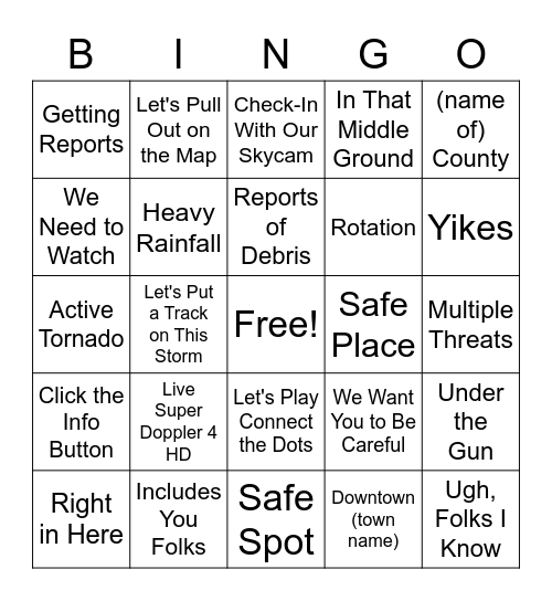 Chris Justus Severe Weather BINGO Card