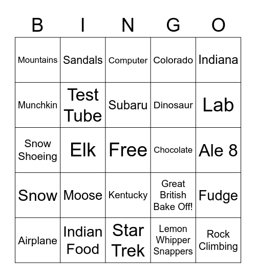 Baby Watson Bingo Card