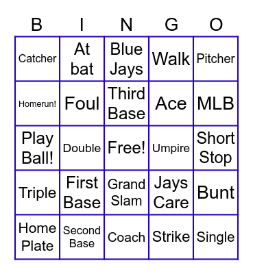 Baseball Bingo Card