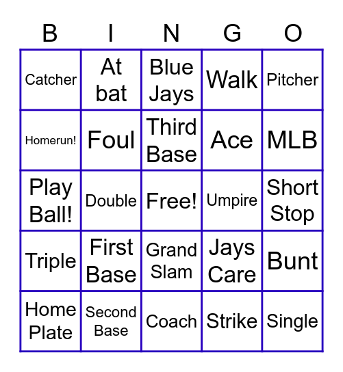 Baseball Bingo Card