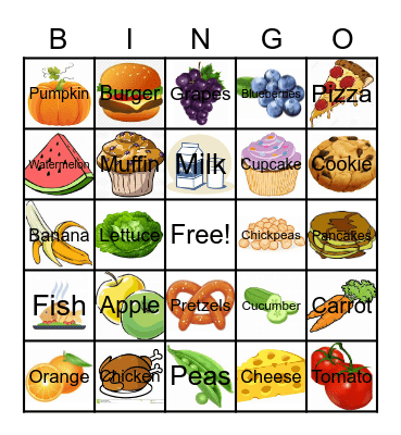 Food Bingo Card