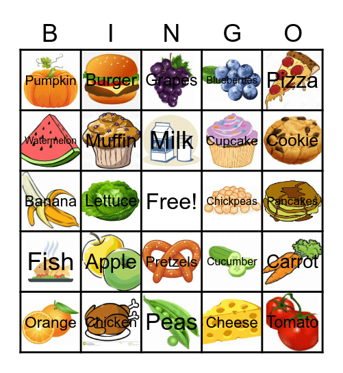 Food Bingo Card