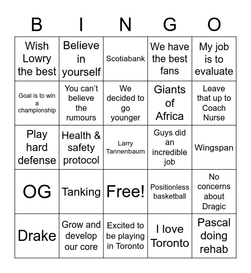 Masai Bingo Card