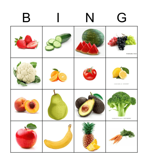 Las Frutas y Verduras Bingo Card