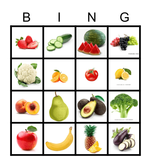 Las Frutas y Verduras Bingo Card