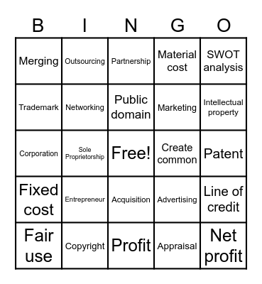 Business Vocabulary Bingo Card