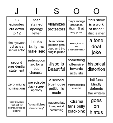 Snowdrop Controversies Bingo Card