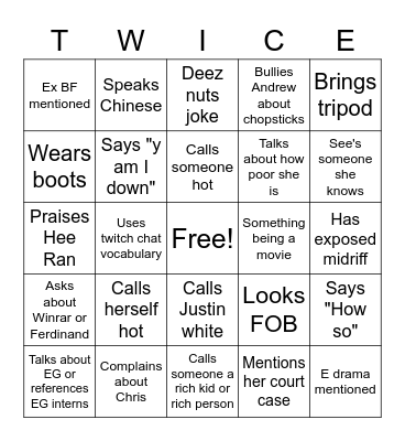 Deanna Bingo v2 Yes or Yes Bingo Card