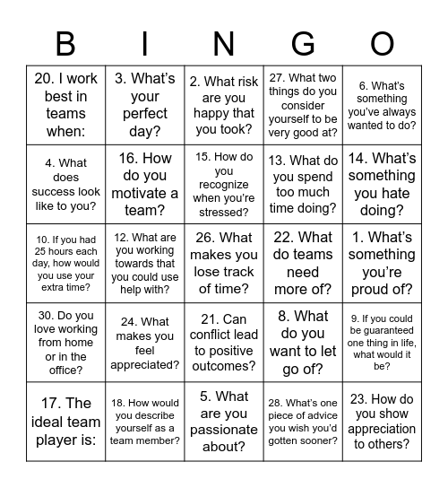 MAIOP Orientation Bingo Card