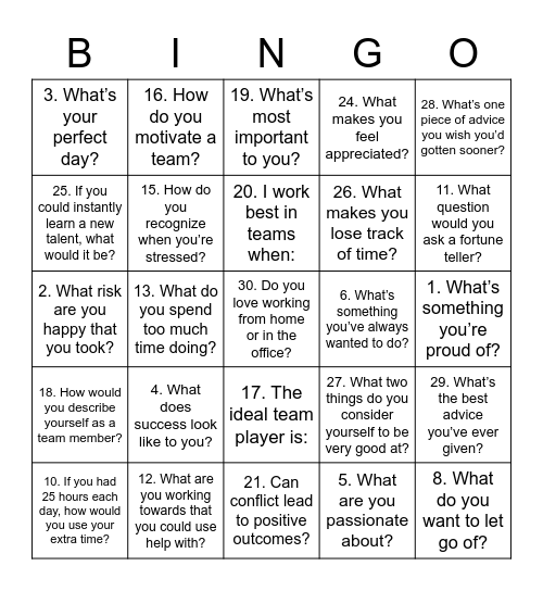 MAIOP Orientation Bingo Card