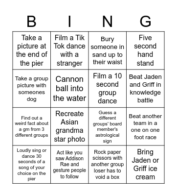 Beach Bonfire Social Bingo Card