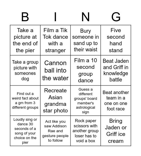 Beach Bonfire Social Bingo Card