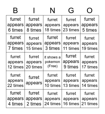 Pokemon Presents Bingo Card