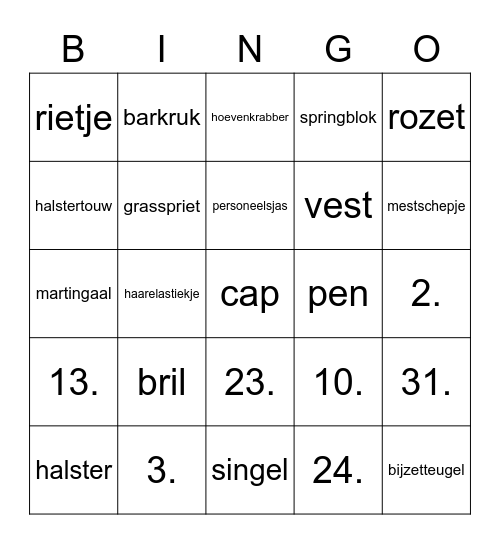 Levend bingo Card