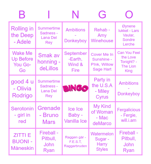 MUSIKKBINGO Card