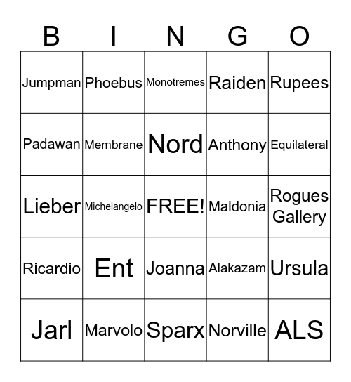 NERD TRIVIA Bingo Card