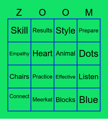 COMMUNICATION ZOOM Bingo Card