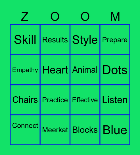 COMMUNICATION ZOOM Bingo Card