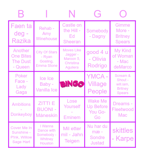 musikkbingo Card