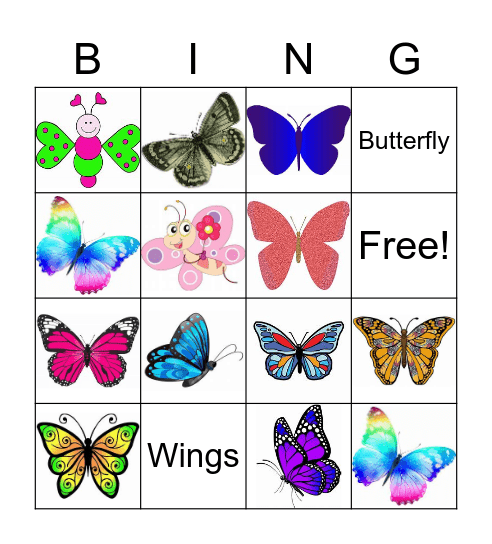 Butterfly Bingo Card