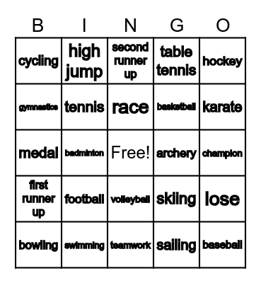 Sports Bingo Card
